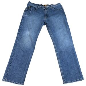 Ariat Rebar M3 Loose Straight Jeans Mens 40x32 (42x29.5) Blue Denim Stretch Logo